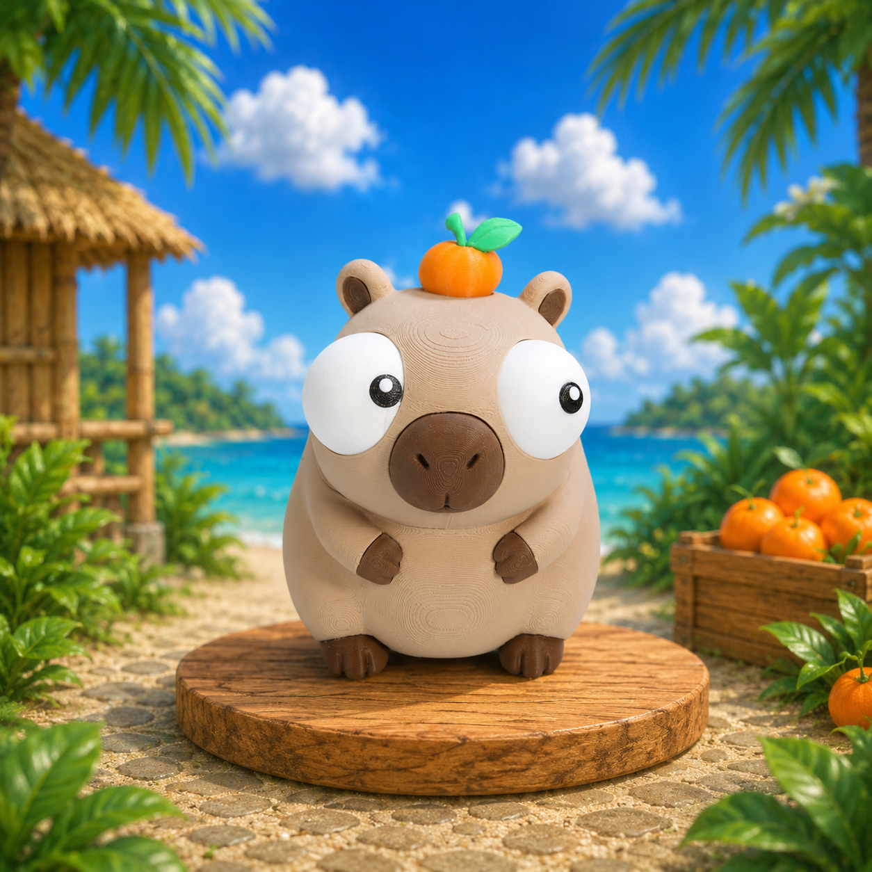 Capibara con mandarina