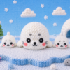 Foca blanca con crías (liso o crochet)